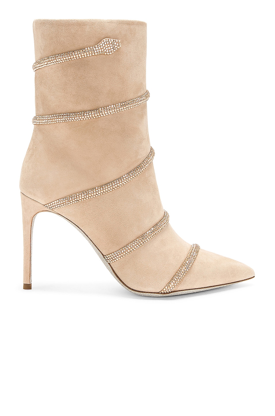 Image 1 of RENE CAOVILLA 100mm Mid Boot in Ivory & Golden Shadow