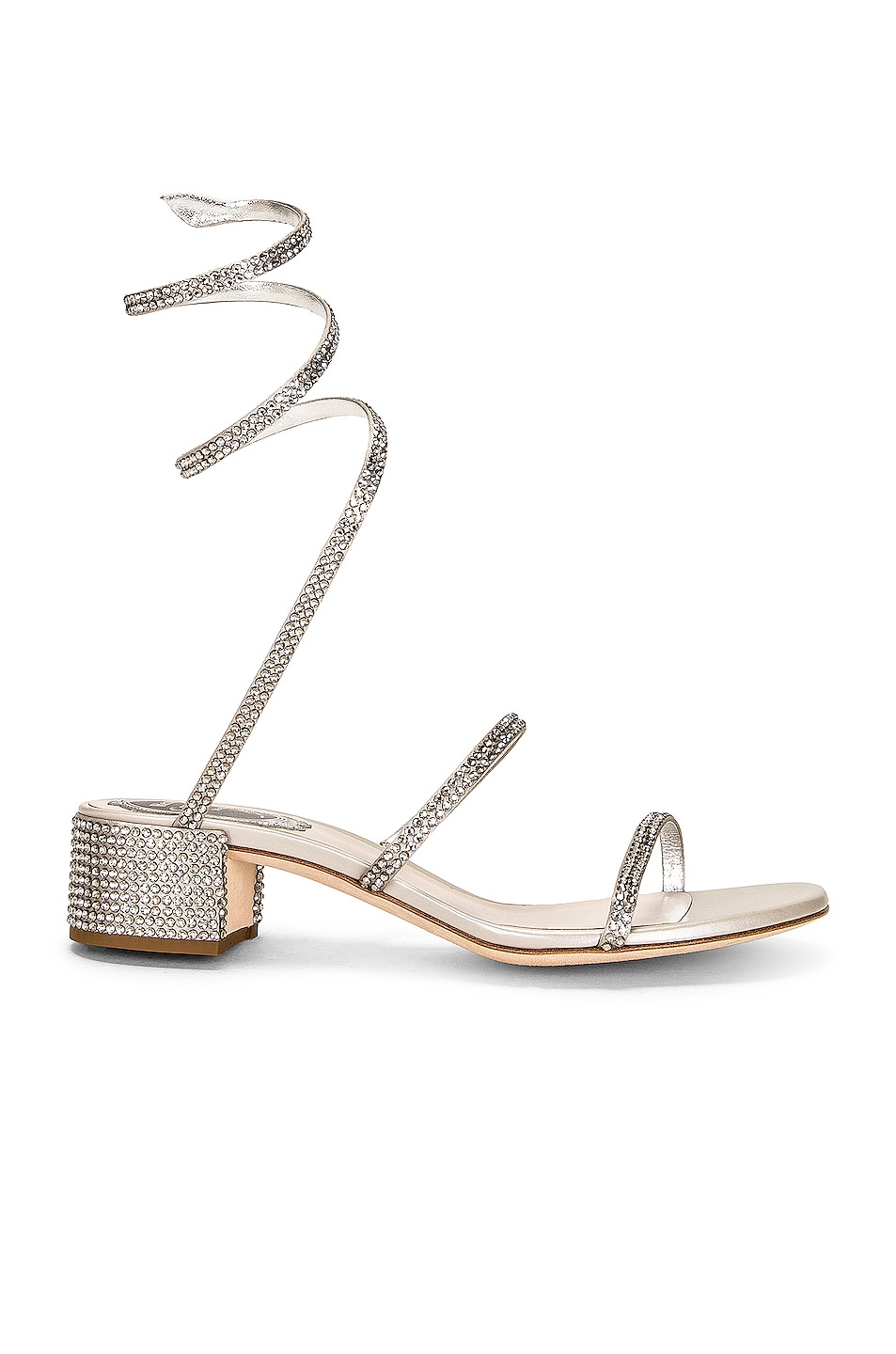 Image 1 of RENE CAOVILLA Cleo 40mm Low Lace Up Sandal in Grey & Silver Shade