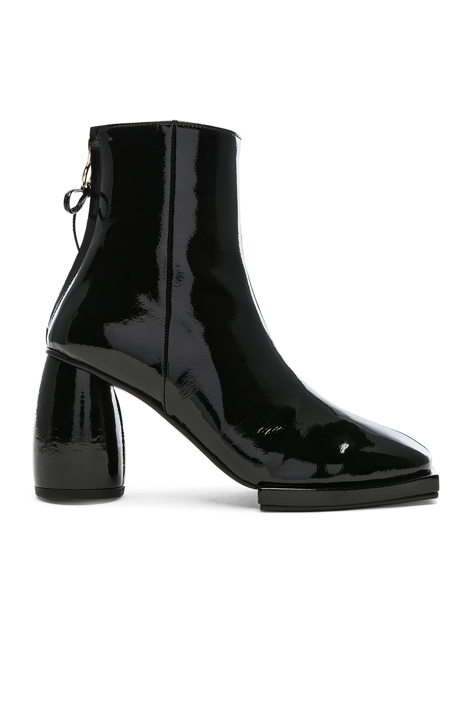 Image 1 of Reike Nen Patent Leather Square Ribbon Half Boots in Black