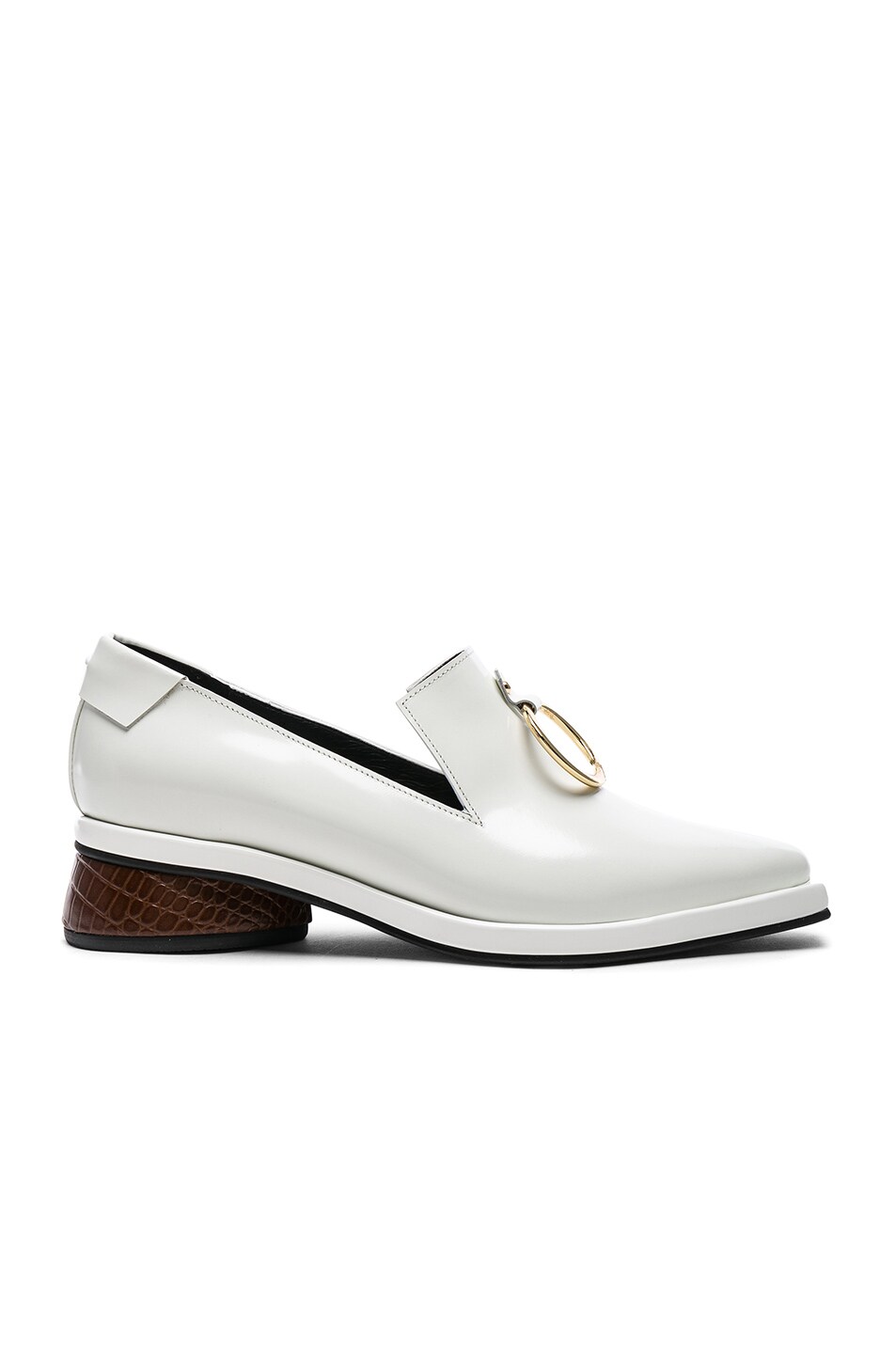 Image 1 of Reike Nen Leather Ring Square Loafers in White & Brown