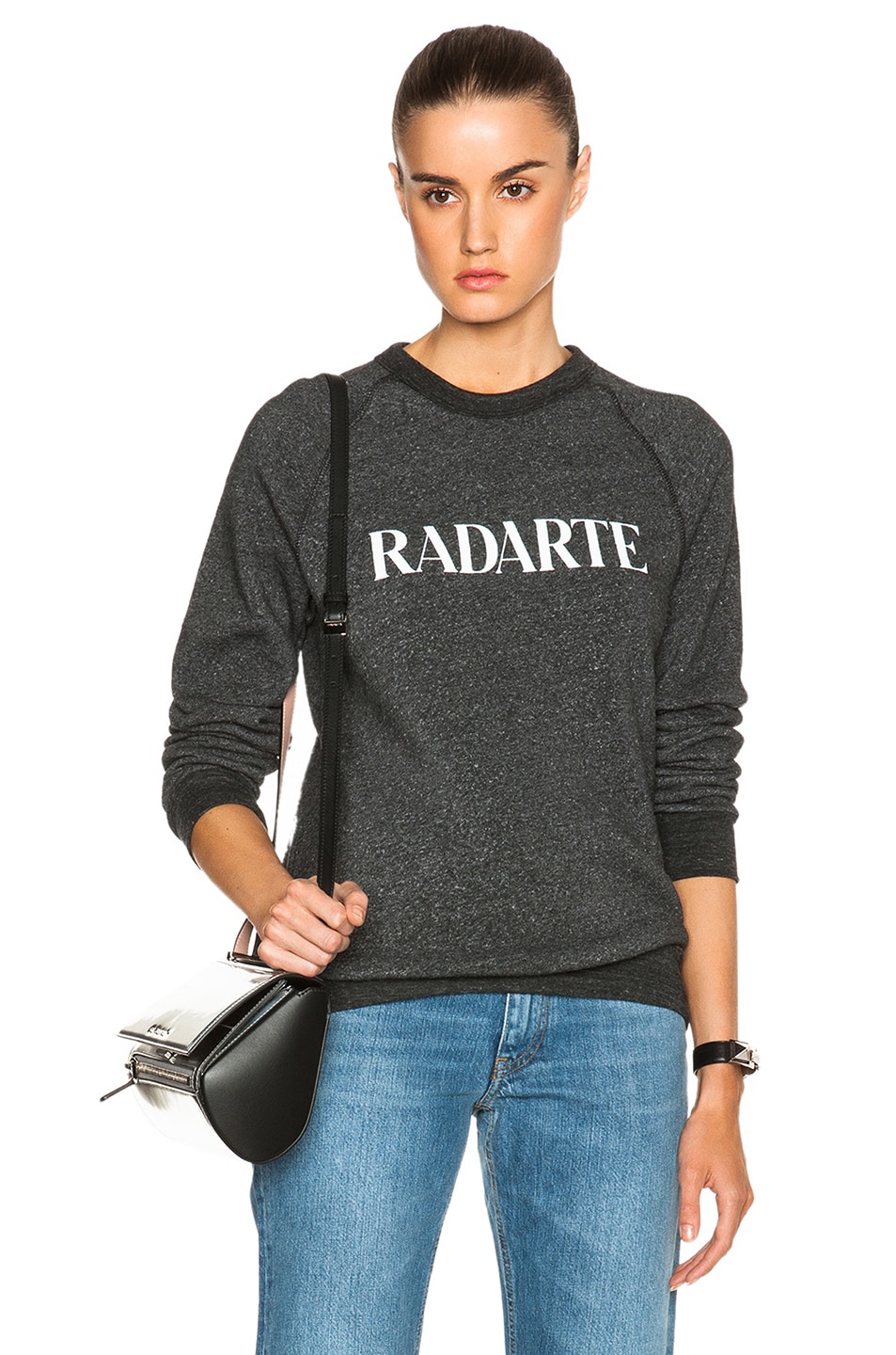 Image 1 of Rodarte Radarte Poly-Blend Sweatshirt in Black Heather