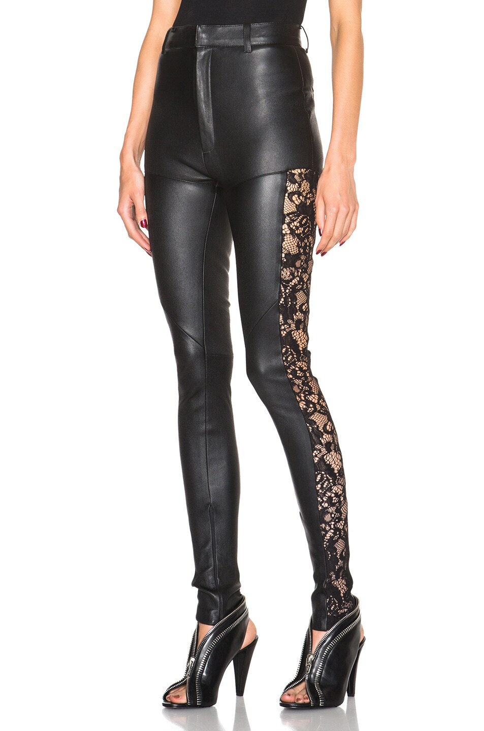 Image 1 of Rodarte Leather Pants with Lace Details in Black