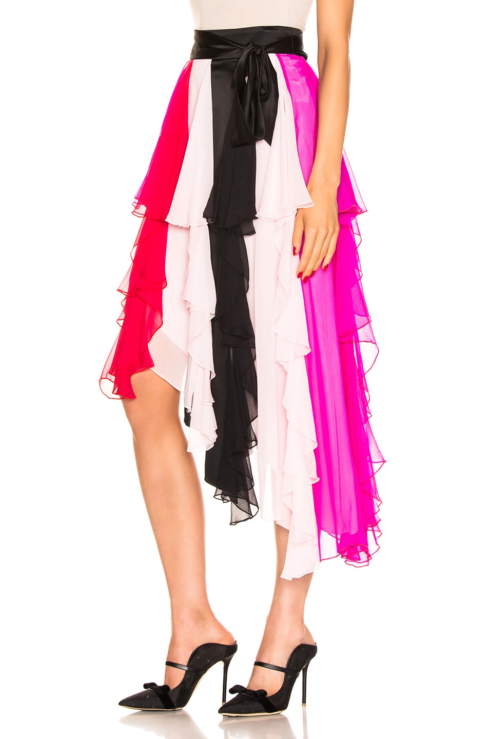Rodarte Asymetrical Silk Chiffon Skirt in Multi | FWRD