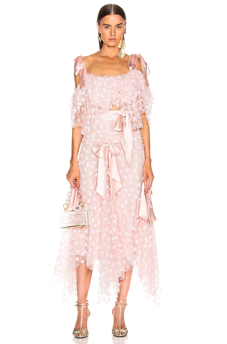 Image 4 of Rodarte Embroidered Bow Skirt in Pink