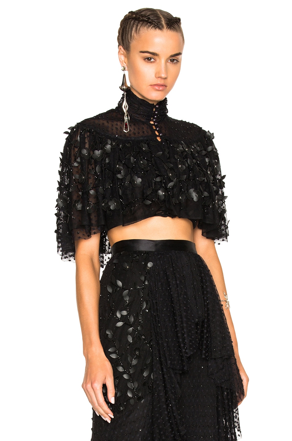 Image 1 of Rodarte High Neck Cropped Blouse in Black