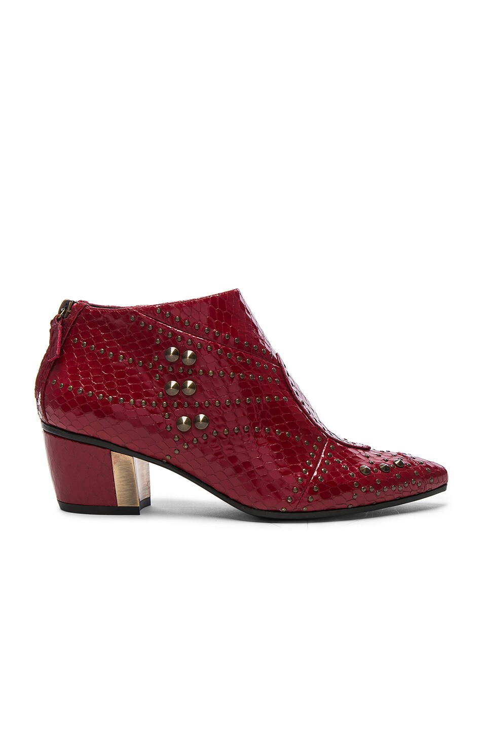 Image 1 of Rodarte Embossed Studded Leather Booties in Red