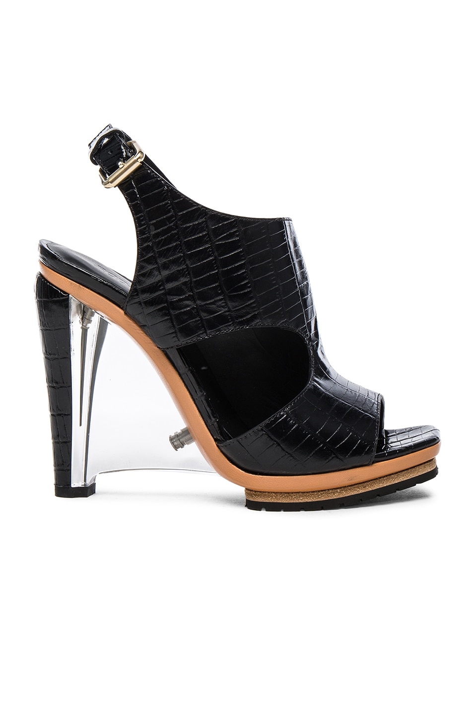 Image 1 of Rodarte Embossed Croc Leather Sandals in Black