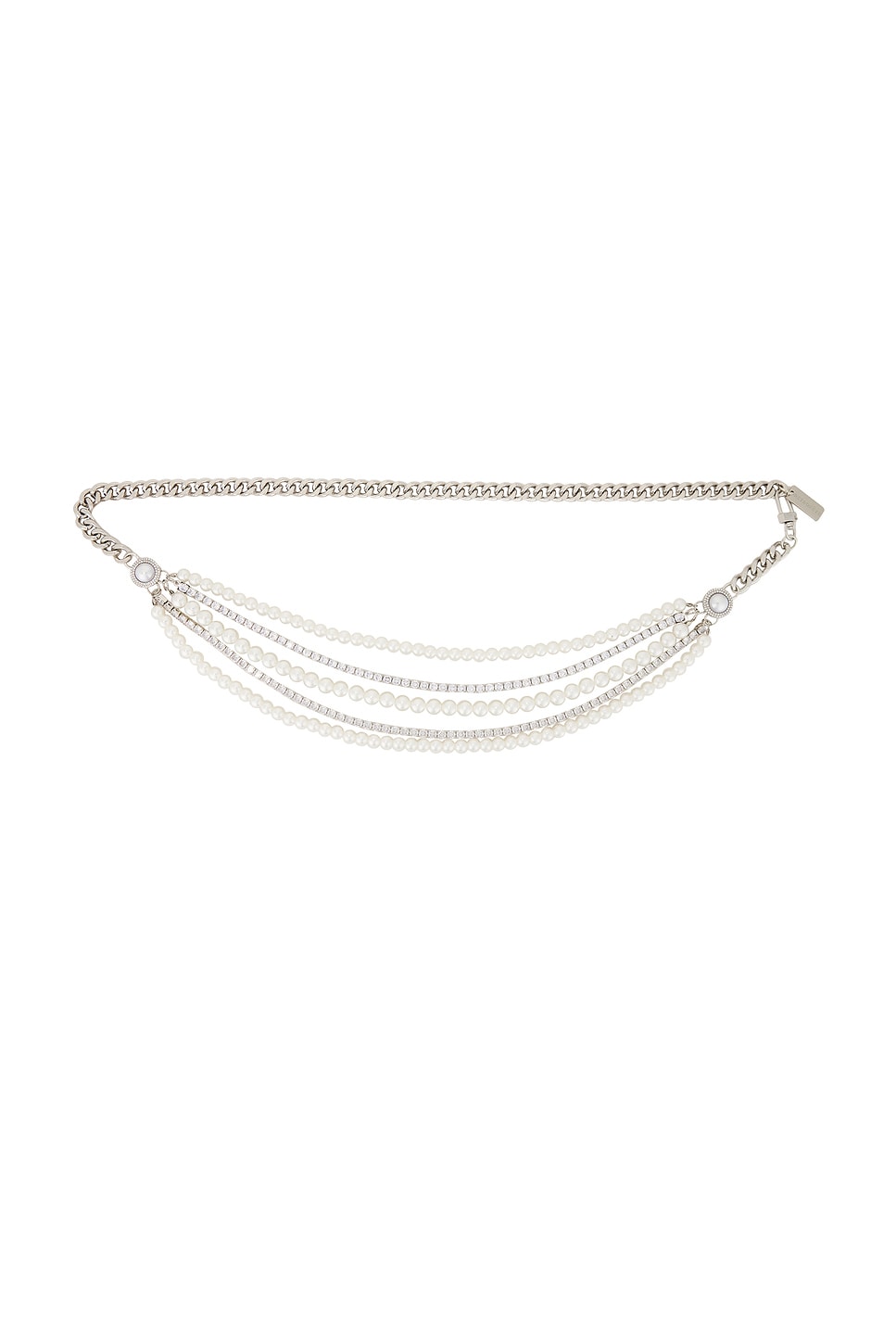 Retroféte Chloe Pearl Chain Belt In Silver