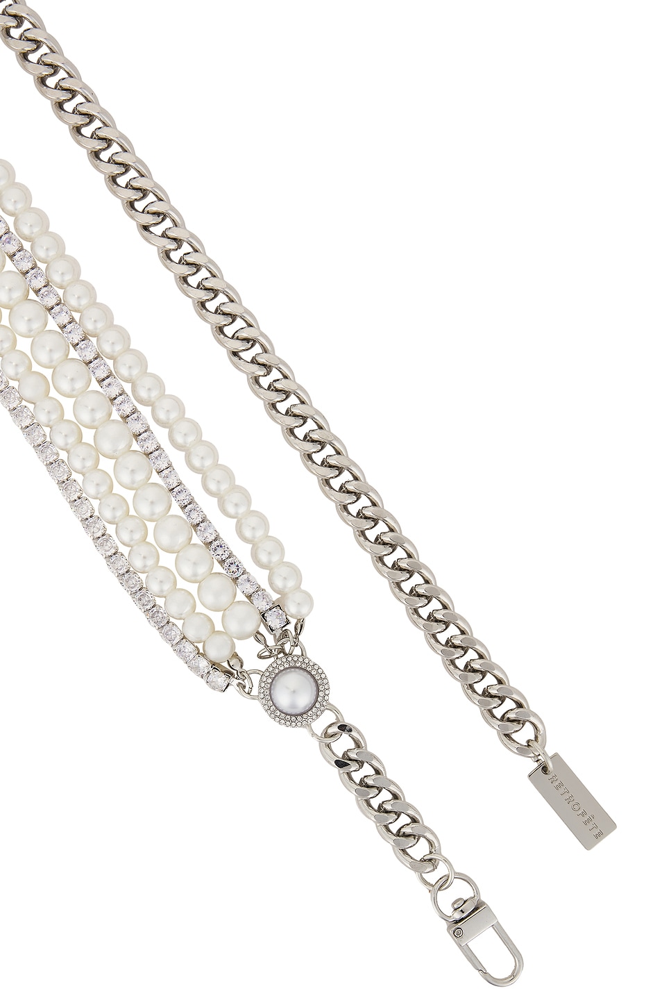 Retroféte Chloe Pearl Chain Belt In Silver