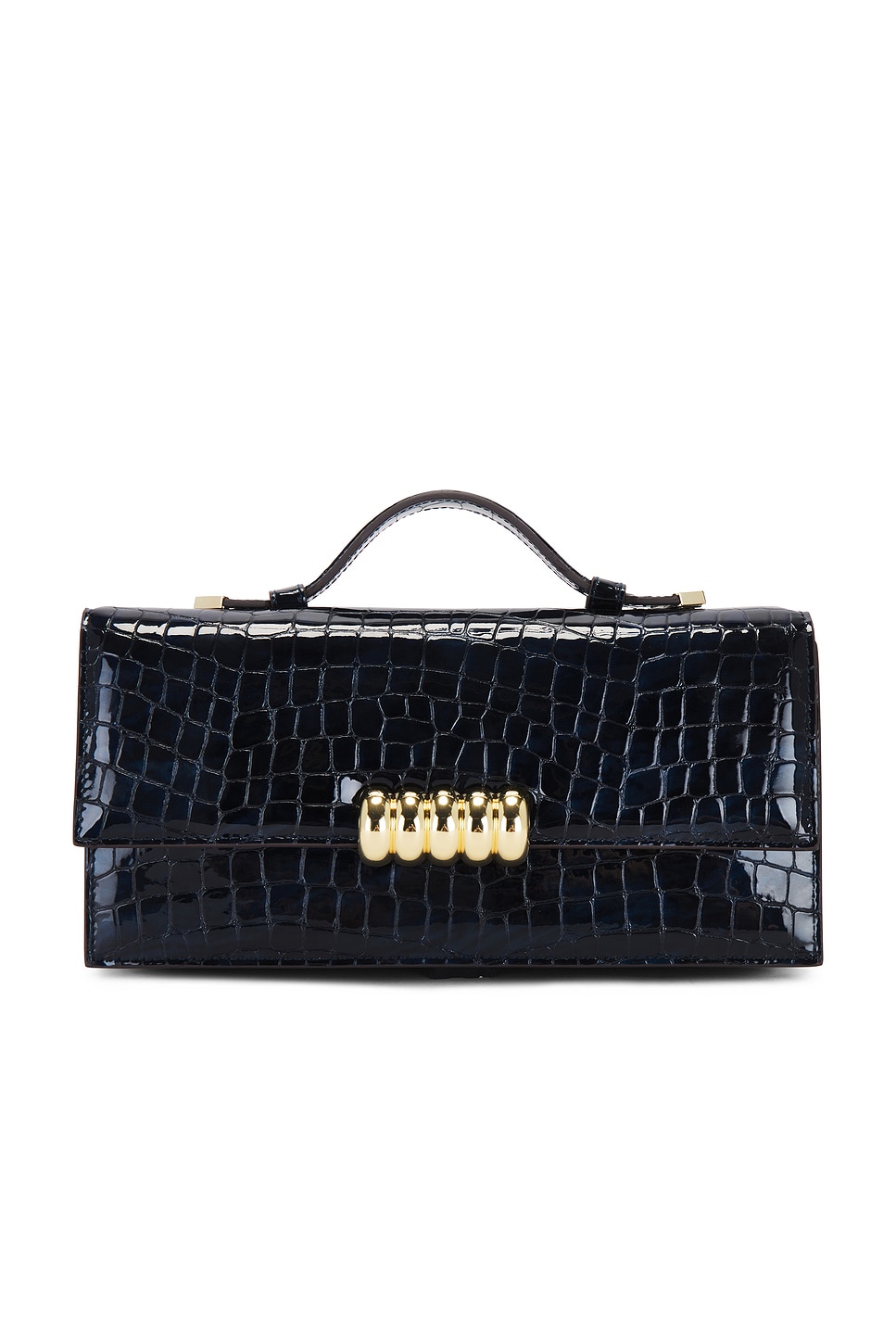 Shop Retroféte Phoebe Clutch In Navy Croco