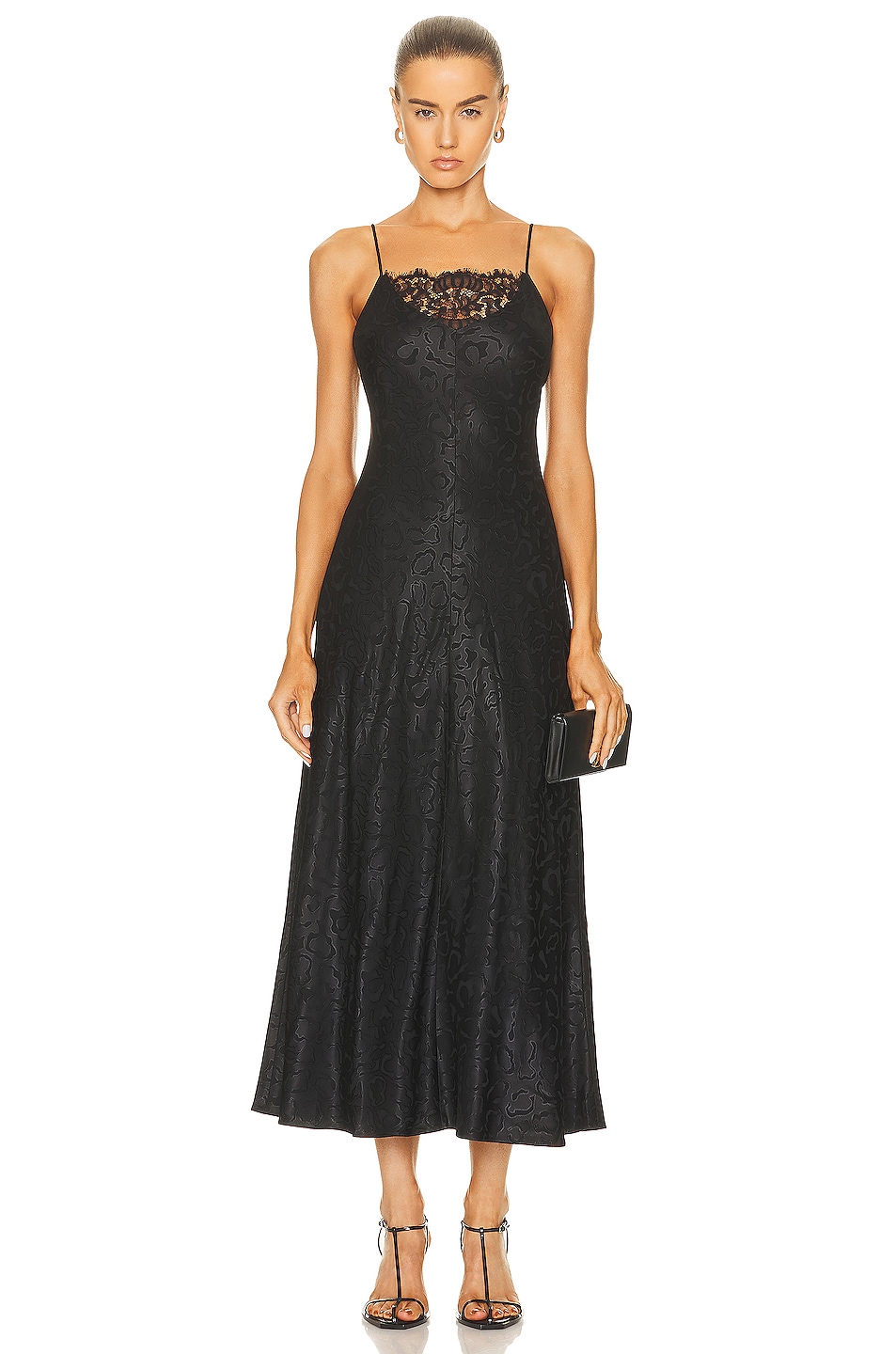 Image 1 of Rosetta Getty Lace Slip Dress in Black