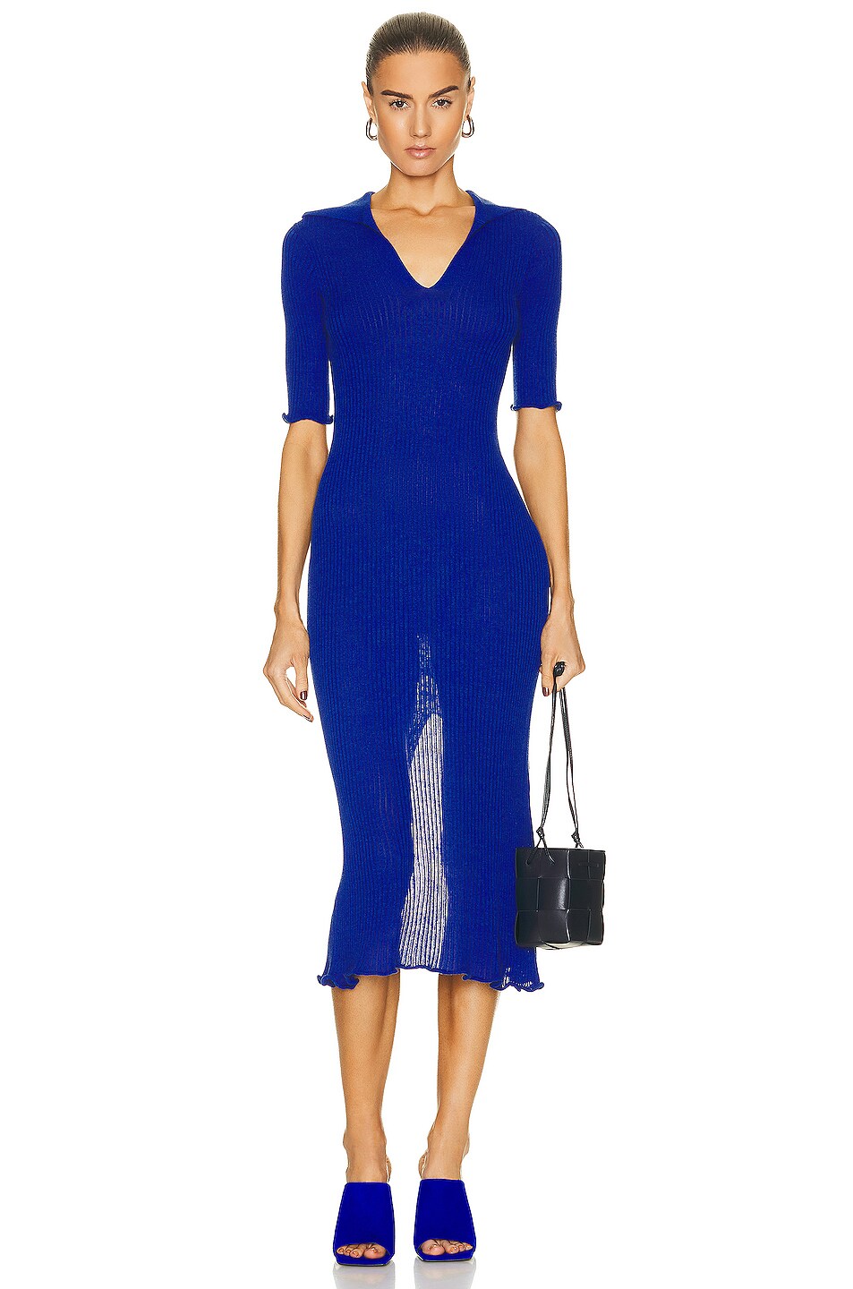 Rosetta Getty Ribbed Polo Dress in Blue FWRD