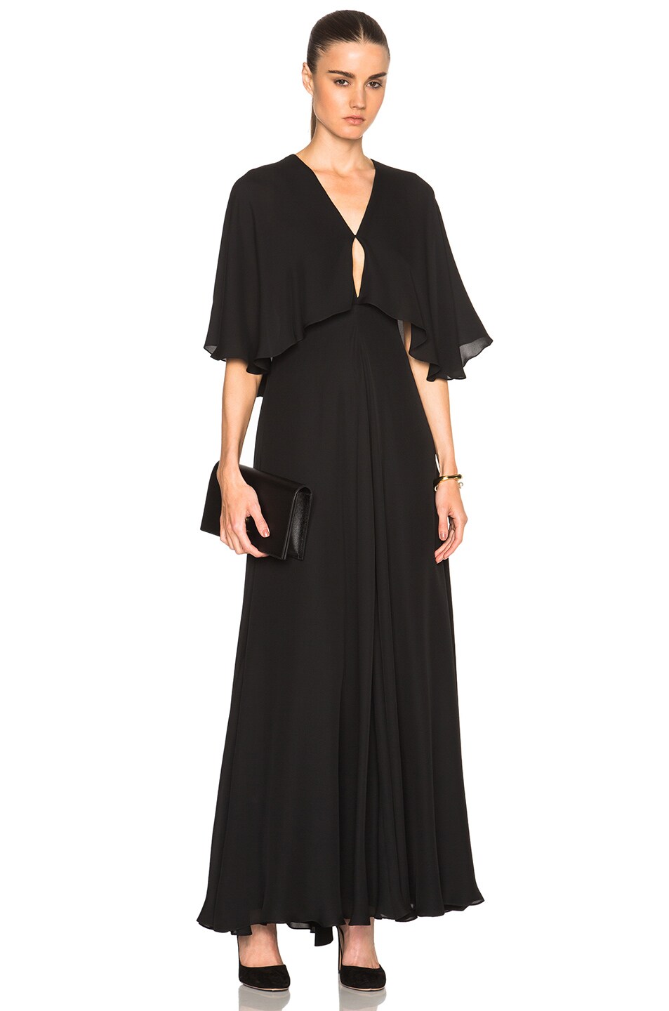 Image 1 of Rosetta Getty Silk Double Georgette Gown in Black