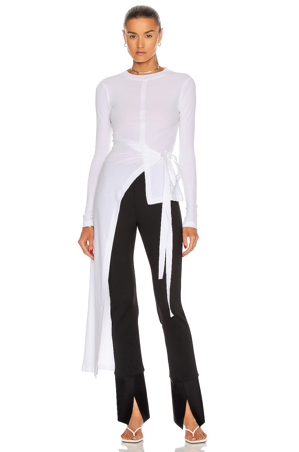 Image 1 of Rosetta Getty Long Sleeve Apron Wrap T Shirt in White