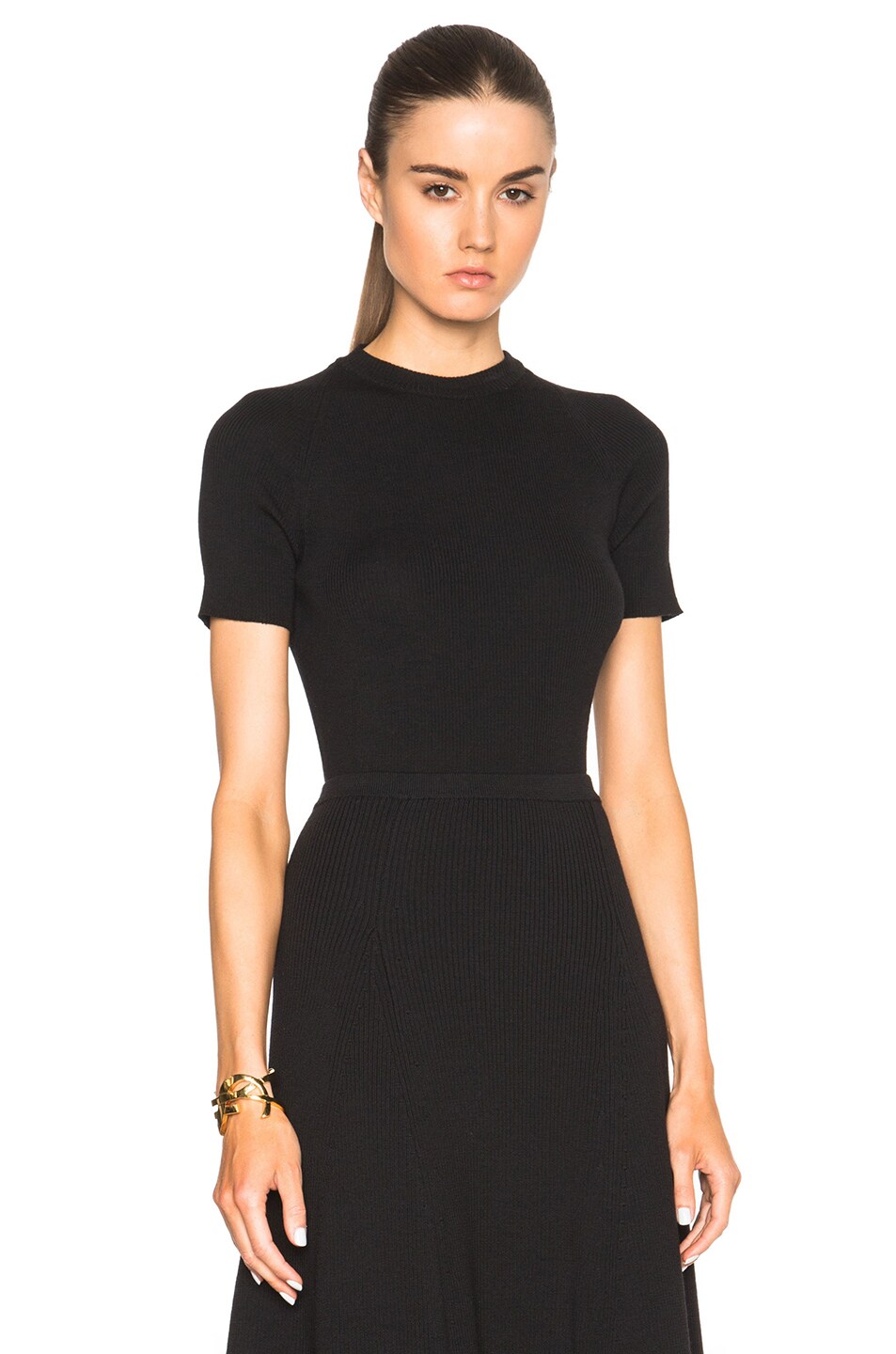 Image 1 of Rosetta Getty Ribbed Short Sleeve Tee in Black
