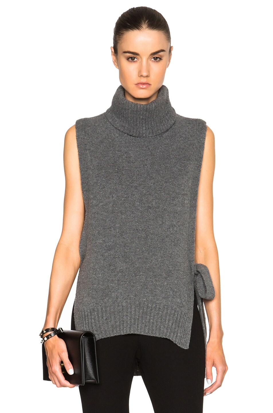 Image 1 of Rosetta Getty Cashmere Turtleneck Poncho in Charcoal