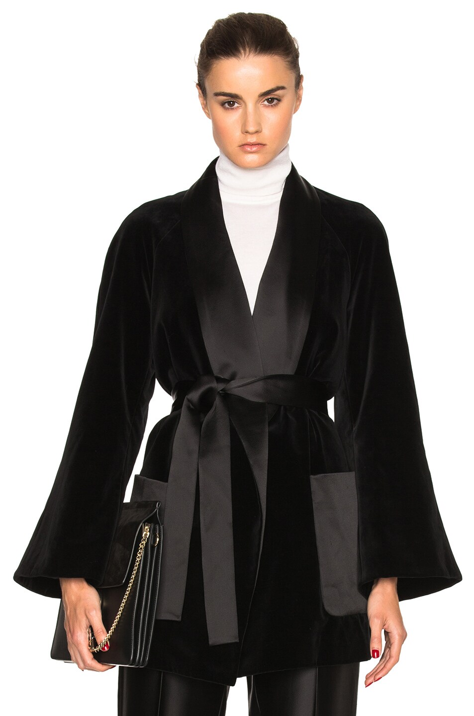 Image 1 of Rosetta Getty Shawl Robe Jacket in Black