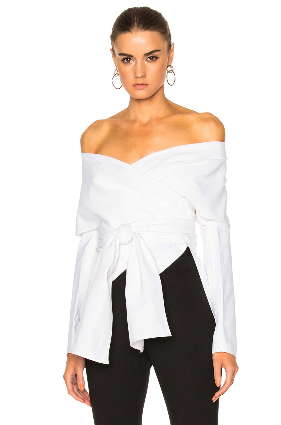 Image 1 of Rosetta Getty Cotton Faille Wrap Panel Jacket in White