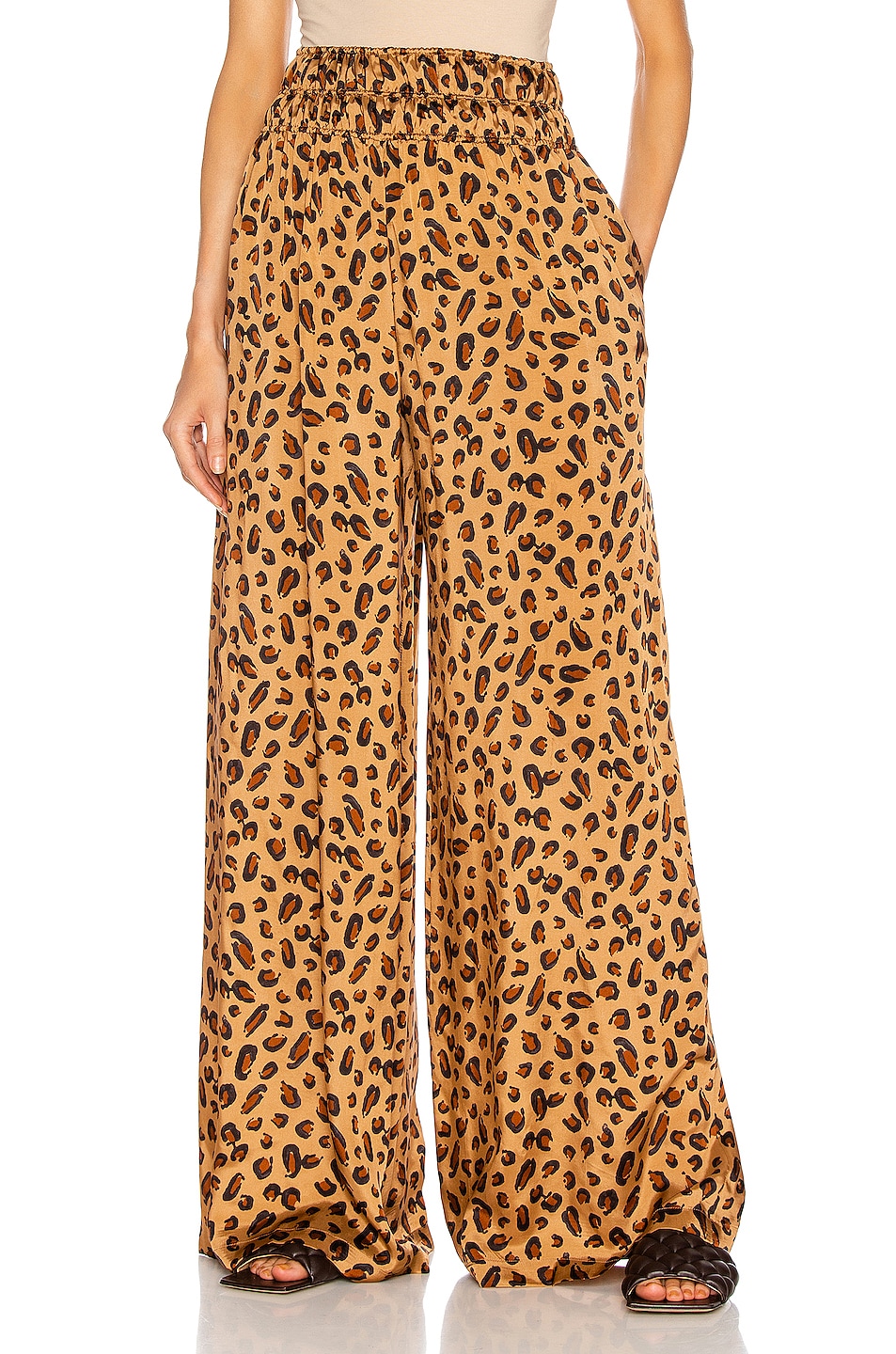 Image 1 of Rosetta Getty Gathered Waist Leopard Pant in Camel