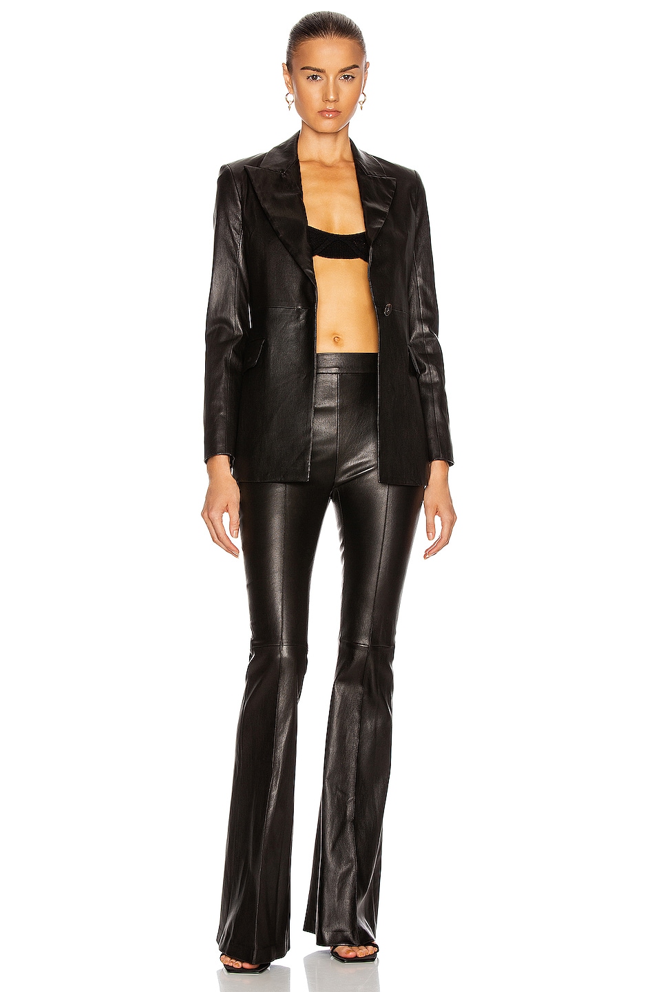 Rosetta Getty Pull On Pintuck Flare Pant in Black | FWRD
