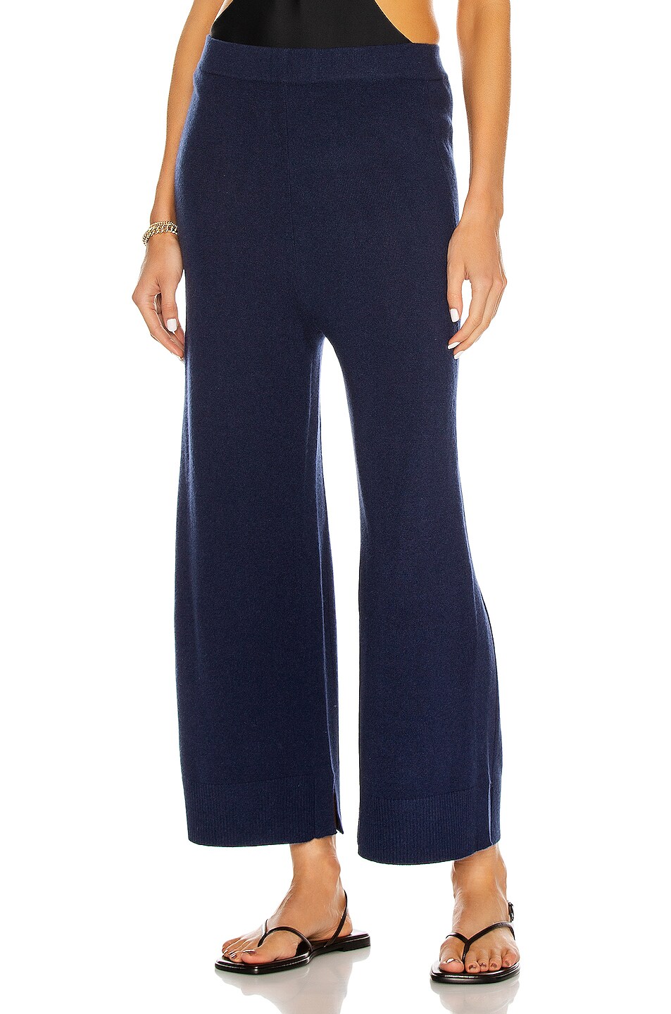 Image 1 of Rosetta Getty Paneled Cashmere Culotte Pant in Navy