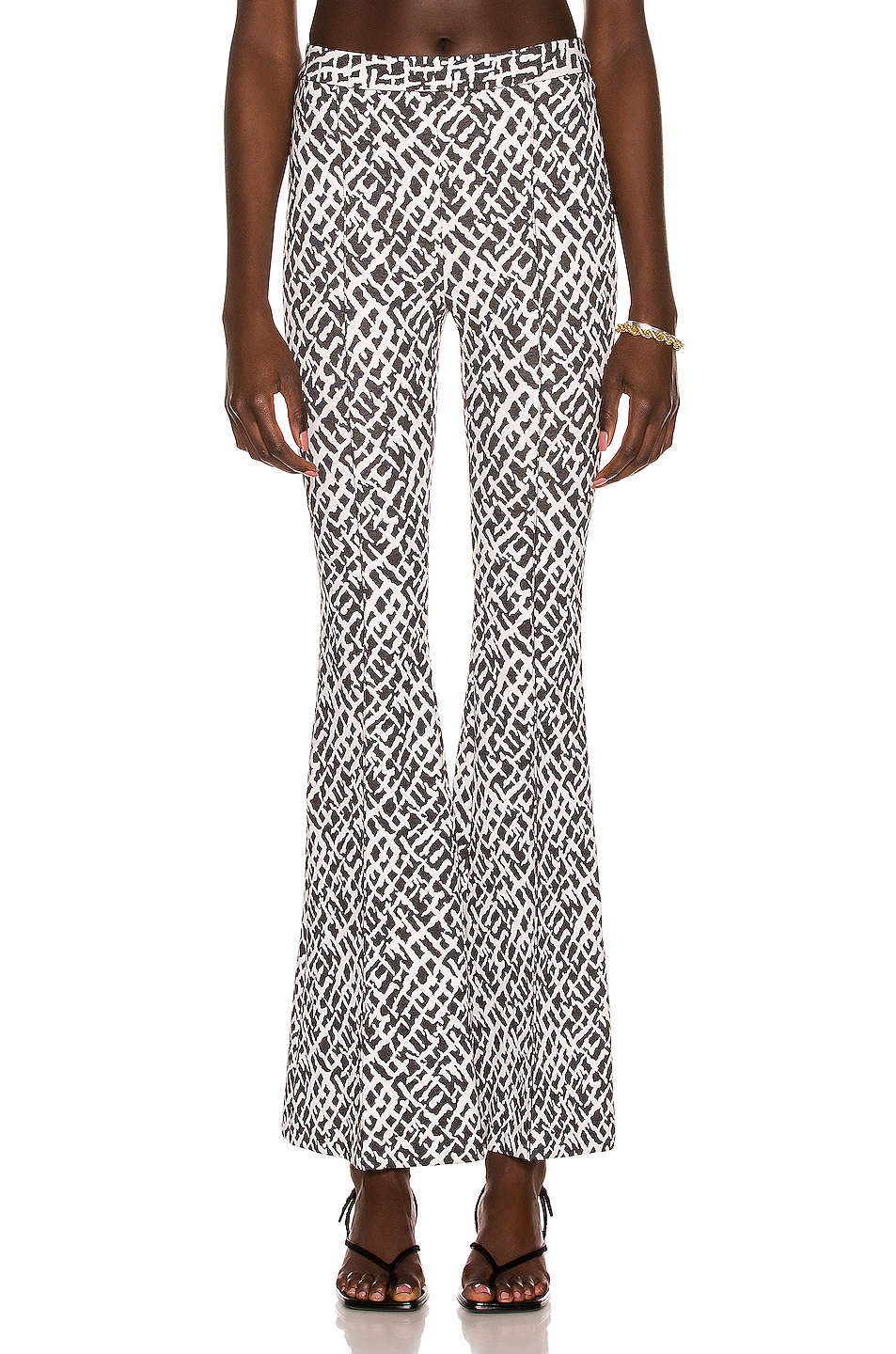 Image 1 of Rosetta Getty Pull On Pintuck Flare Pant in Black & White