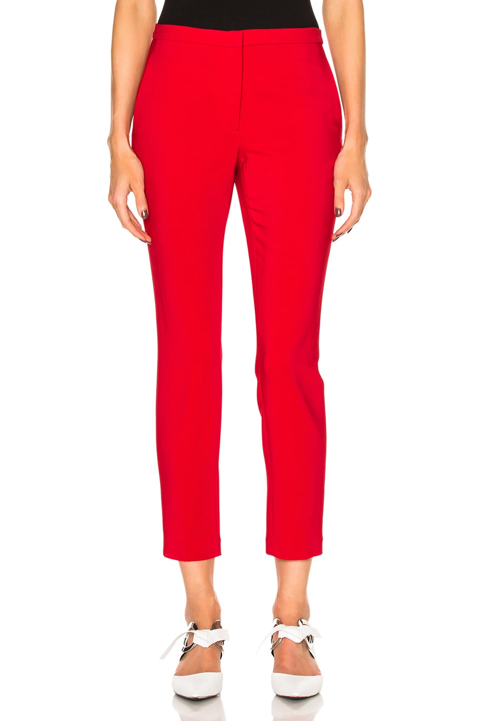 Image 1 of Rosetta Getty Stretch Cady Cropped Skinny Trousers in Ruby