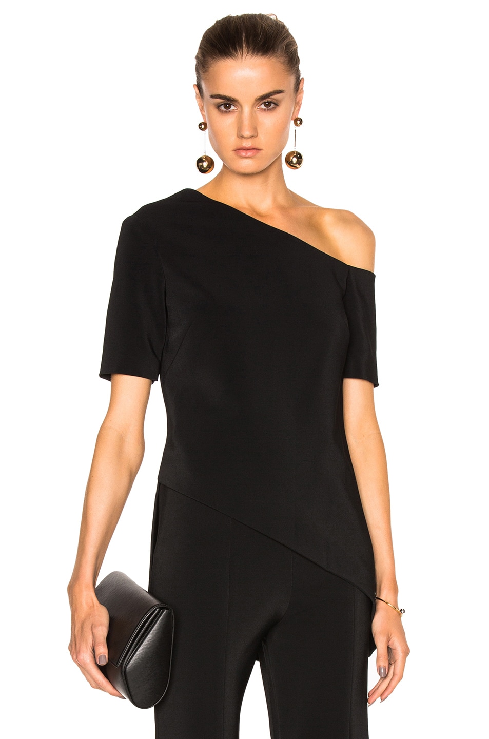 Image 1 of Rosetta Getty One Shoulder Spiral Top in Black