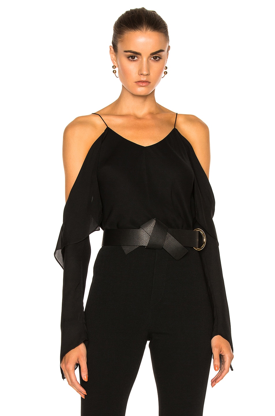 Image 1 of Rosetta Getty Silk Double Georgette Off The Shoulder Camisole in Black