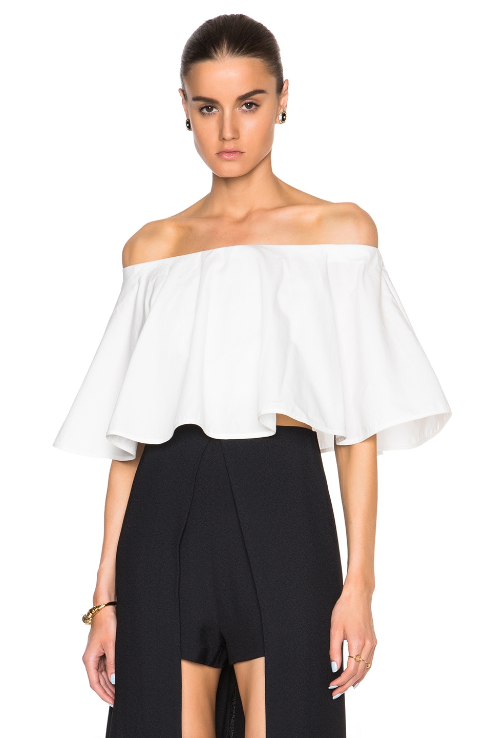 Image 1 of Rosetta Getty Off The Shoulder Circle Top in Ivory
