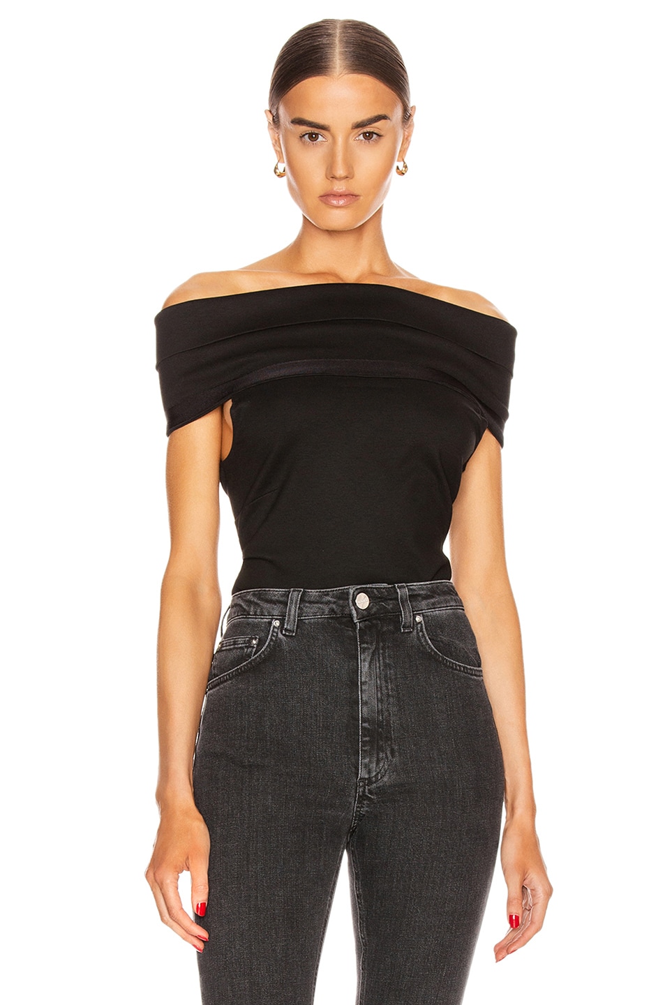 Image 1 of Rosetta Getty Banded Off the Shoulder Top in Black