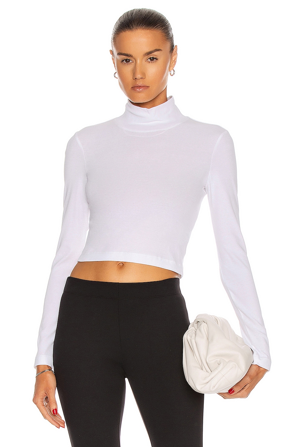 Image 1 of Rosetta Getty Turtleneck Crop Top in White