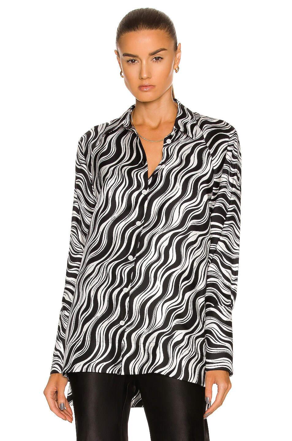 Image 1 of Rosetta Getty Cocoon Shirt in Black & White