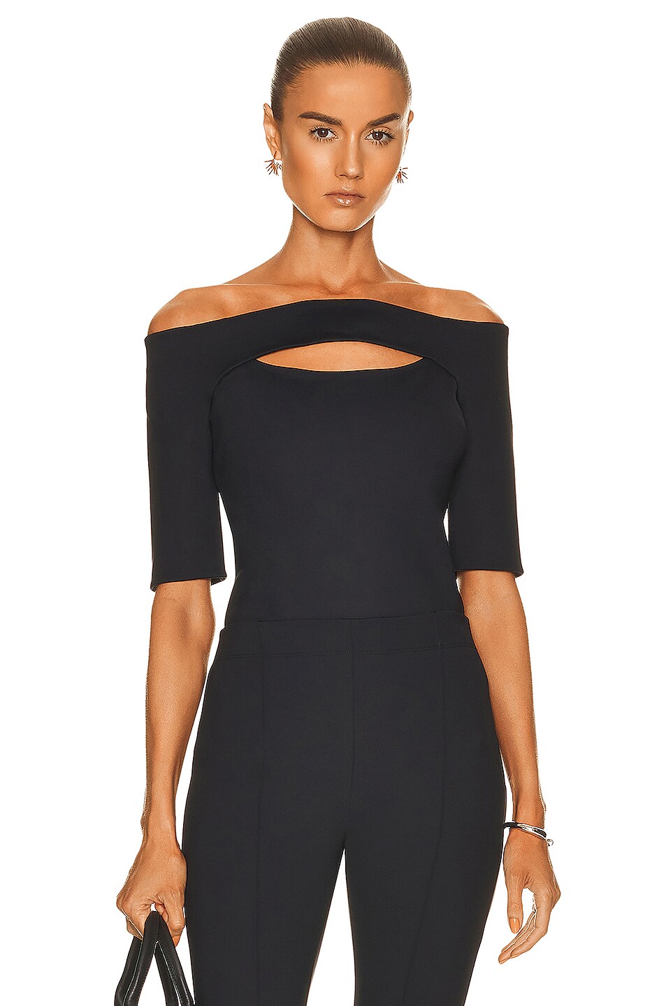 Image 1 of Rosetta Getty Cutout Off The Shoulder Top in Black