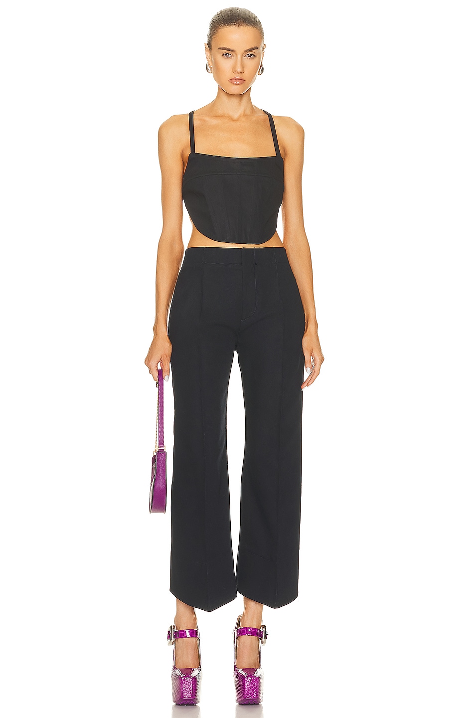 Rosetta Getty Tie Back Corset Top in Black | FWRD