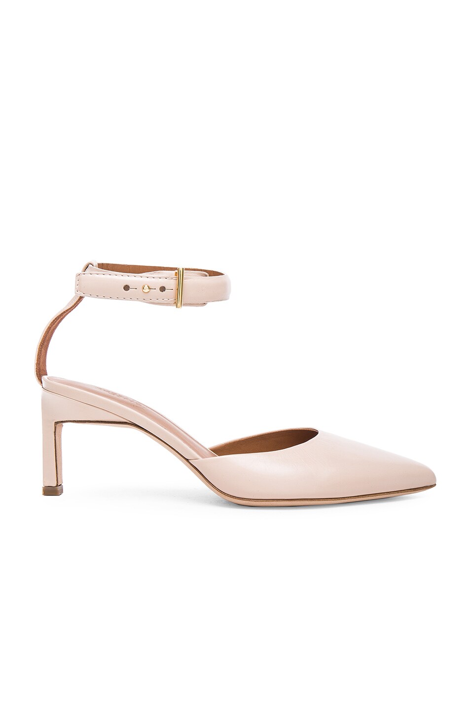 Image 1 of Rosetta Getty Leather Pointed Mid Heels in Blush