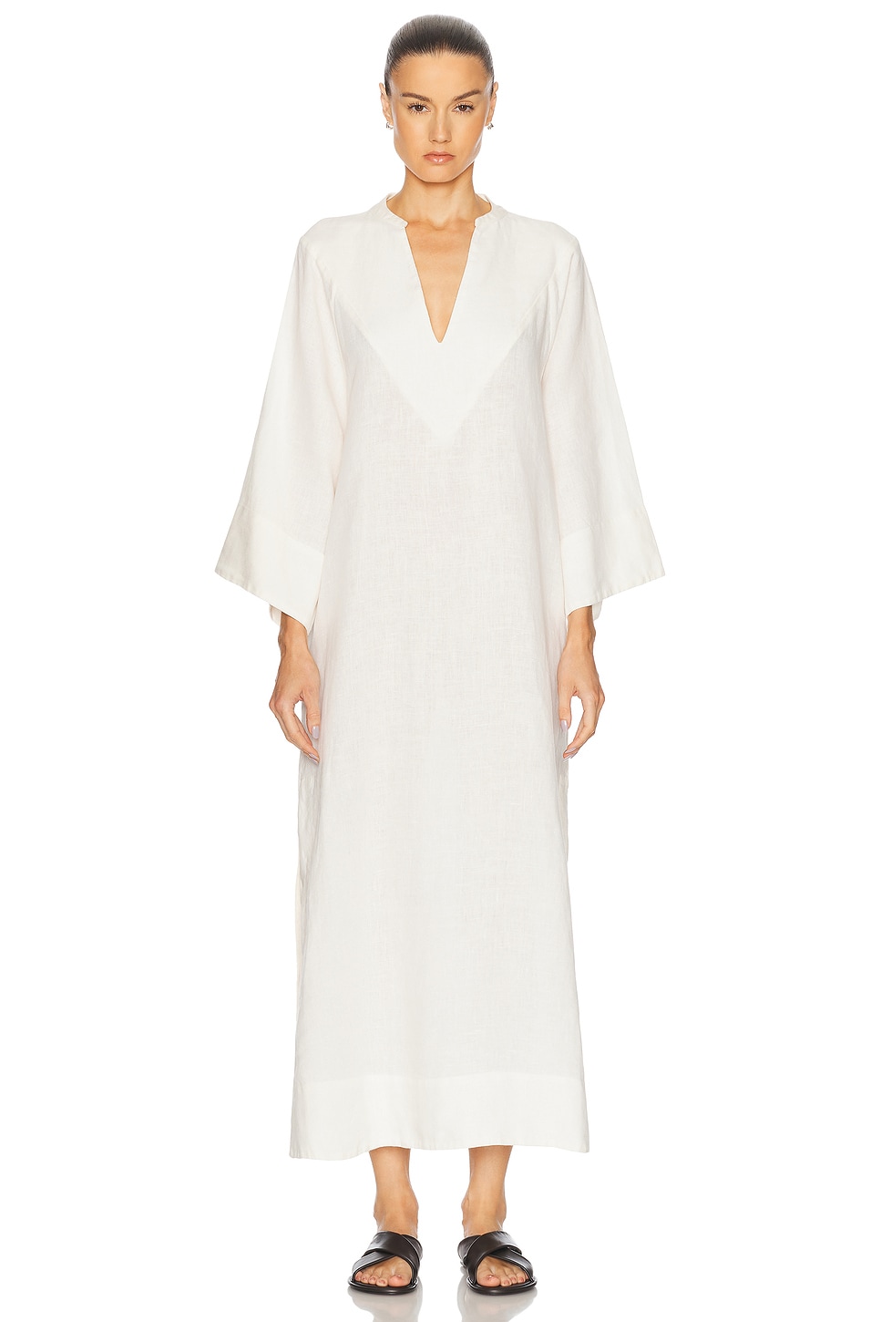Linen Kaftan Dress in White