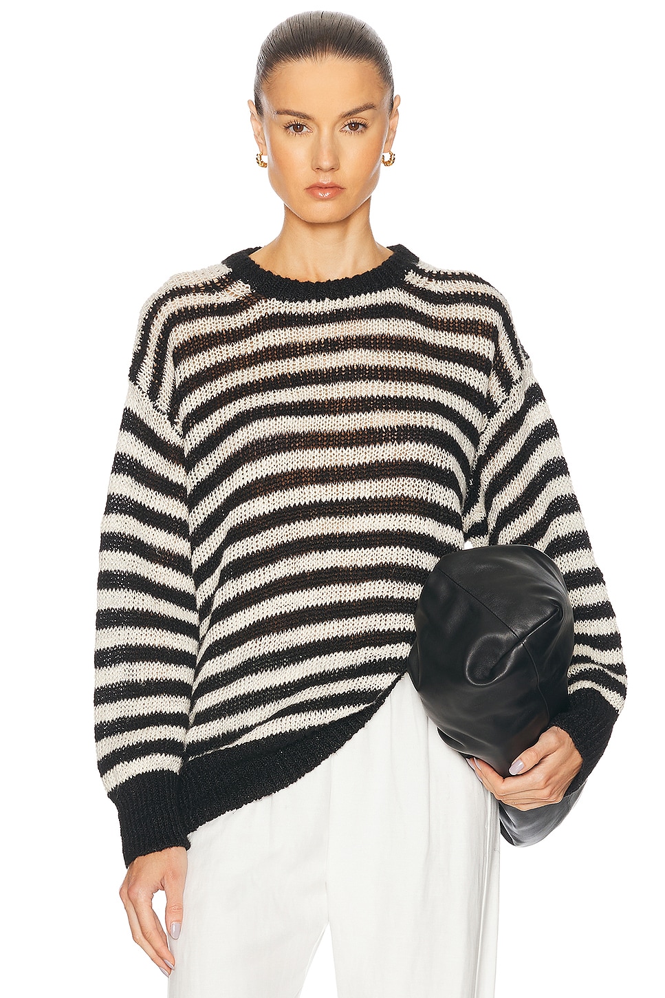 Linen Knitted Sweater in Black,White