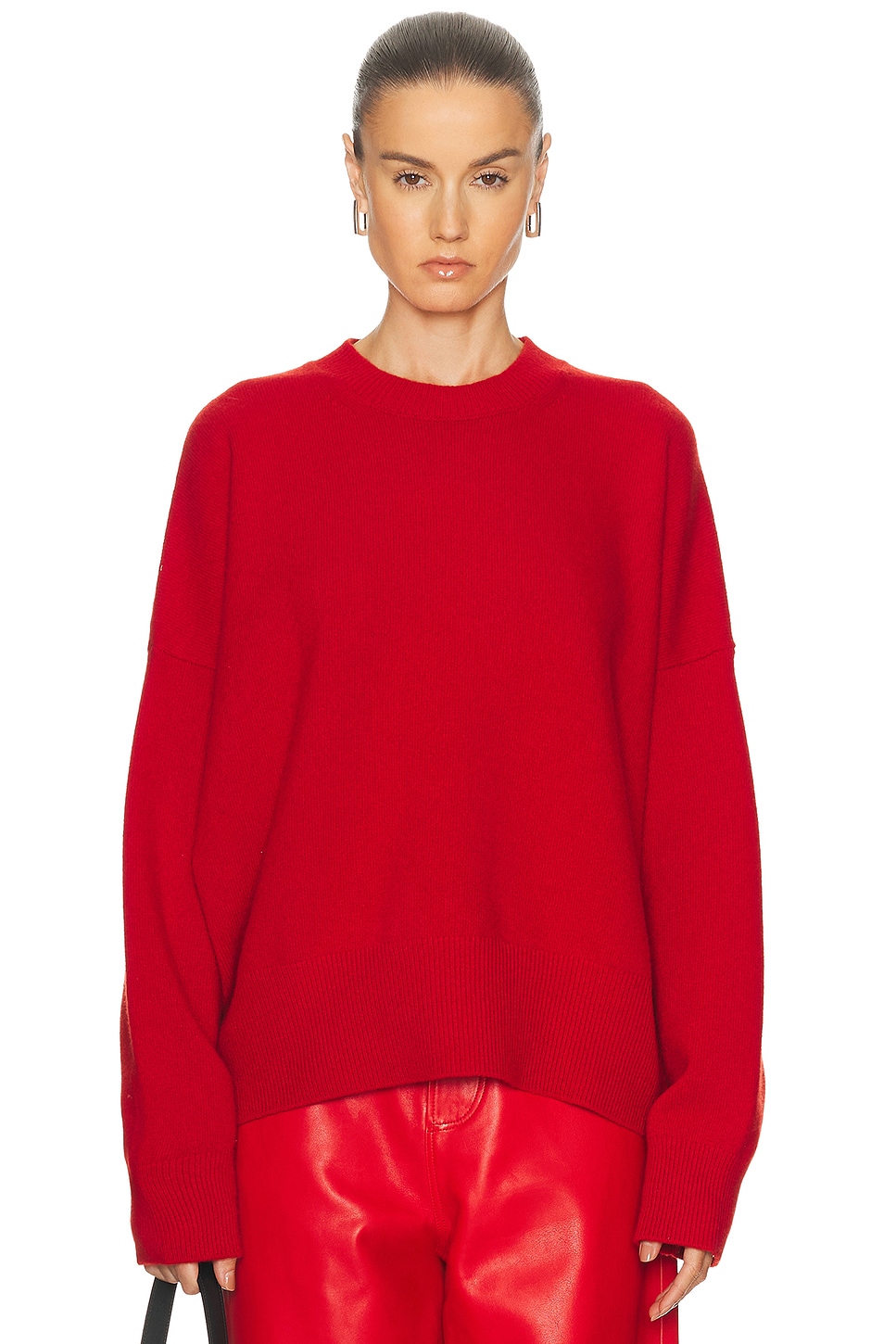 Image 1 of Rohe Brushed Wool Crewneck Sweater in Rosso