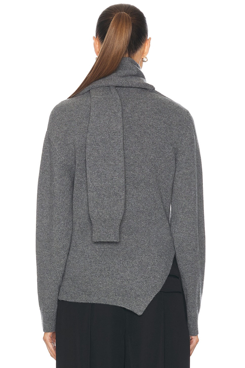 Image 4 of Rohe Twisted Scarf Sweater in Mid Grey Melange