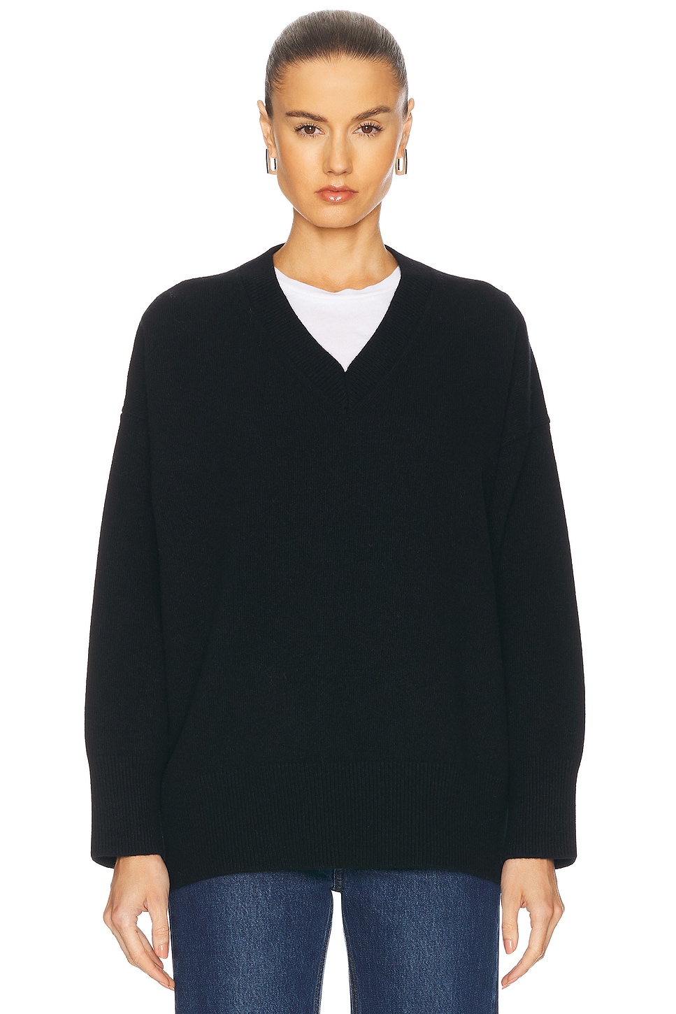 Shop Rohe Classic V Neck Sweater In Black