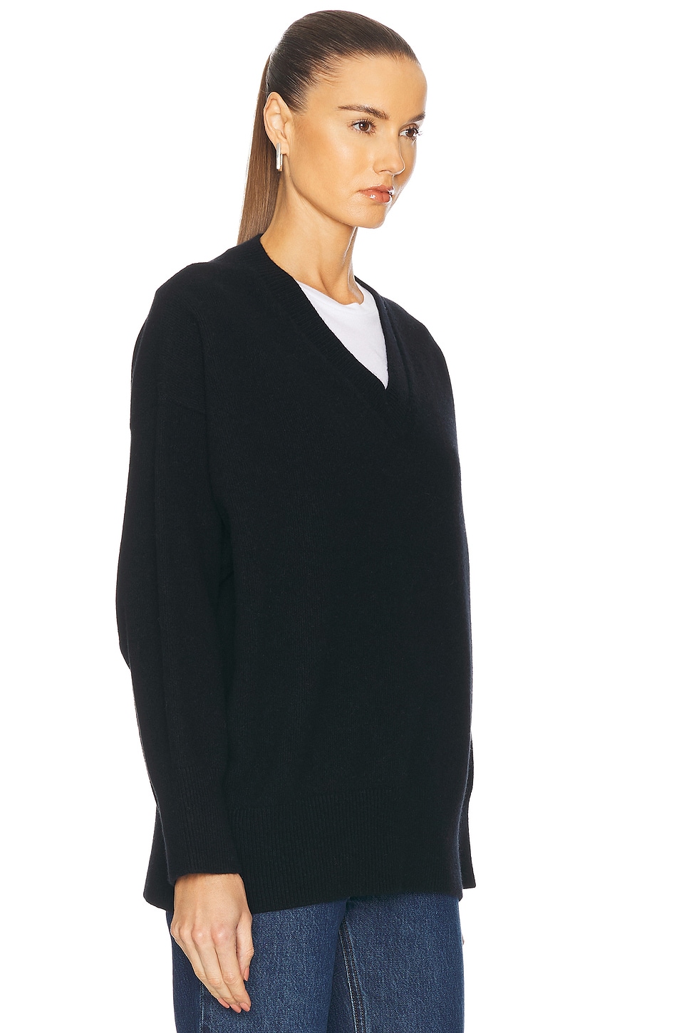 Shop Rohe Classic V Neck Sweater In Black