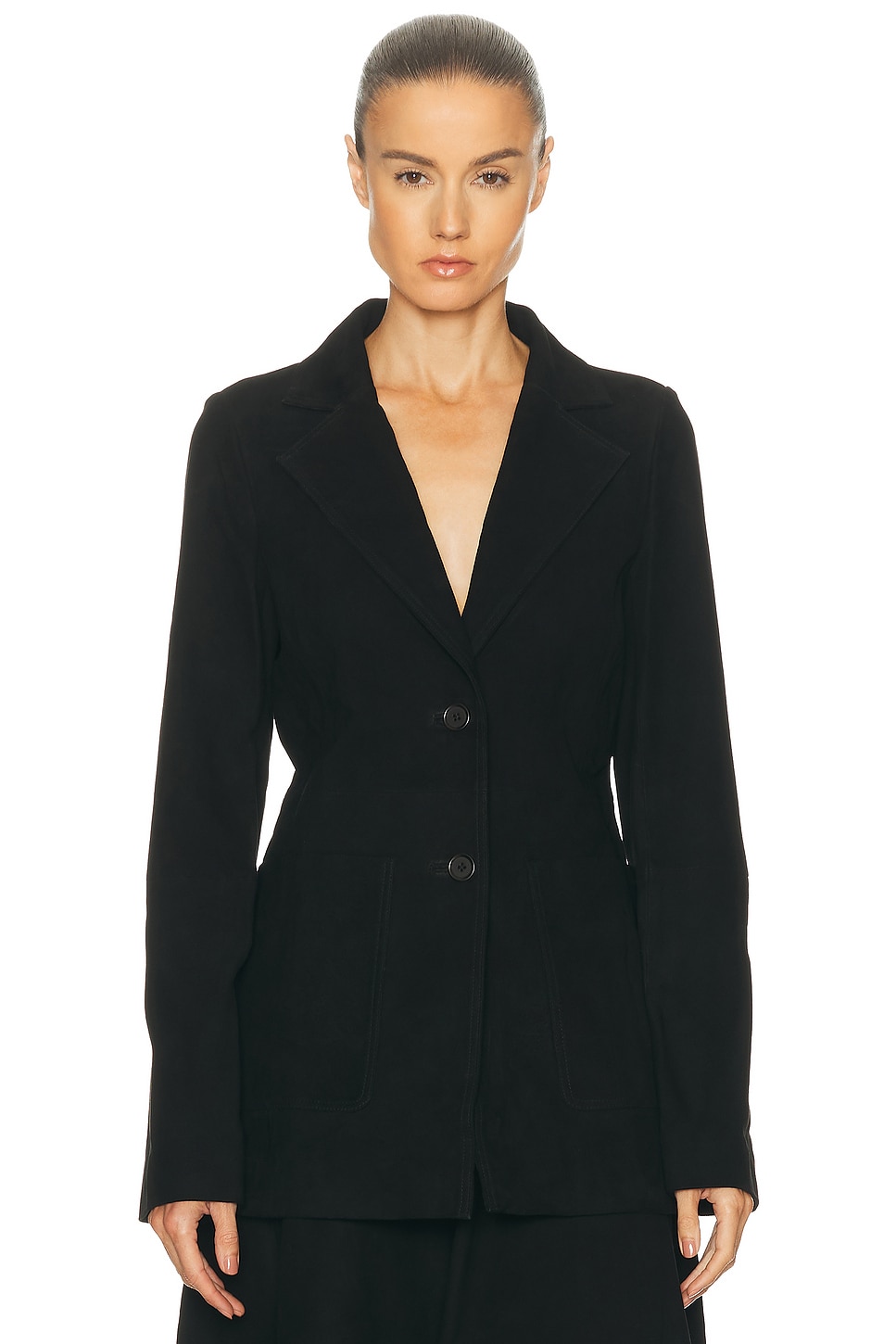Rohe Suede Cinched Blazer In Black