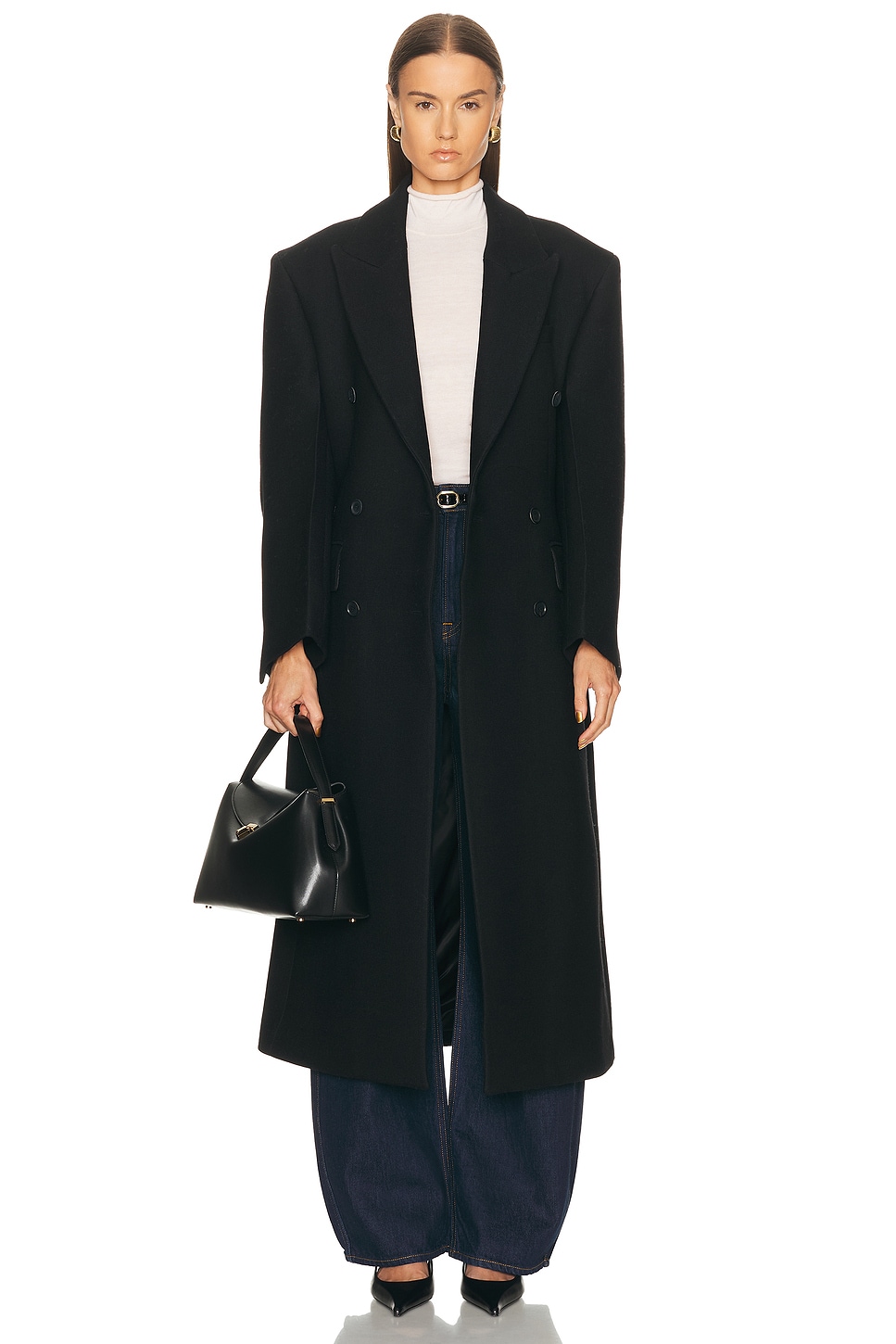 Rohe Hourglass Wool Coat In Black