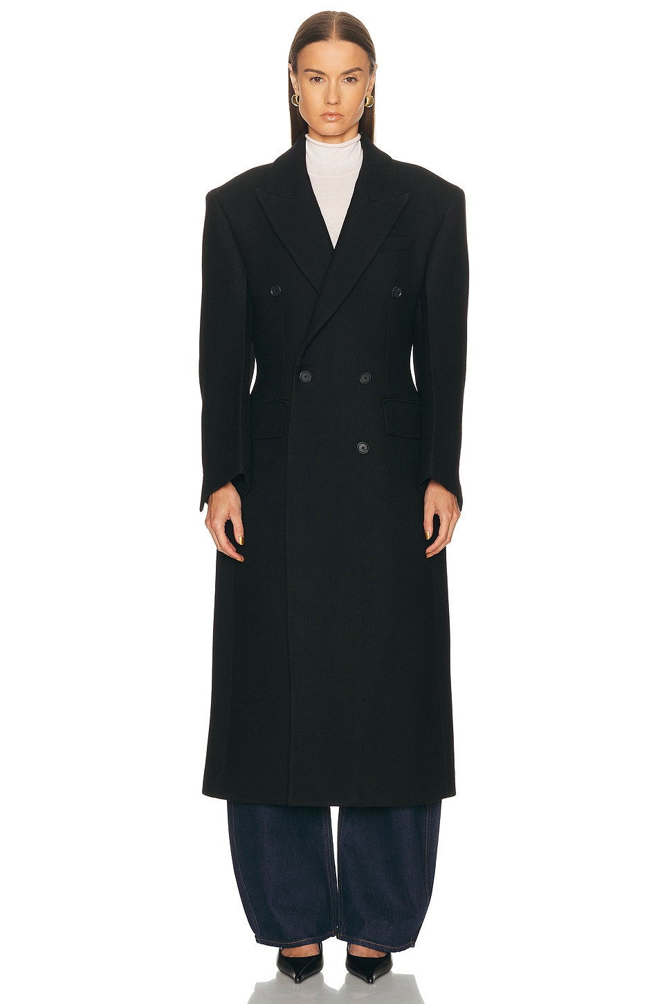 Rohe Hourglass Wool Coat In Black