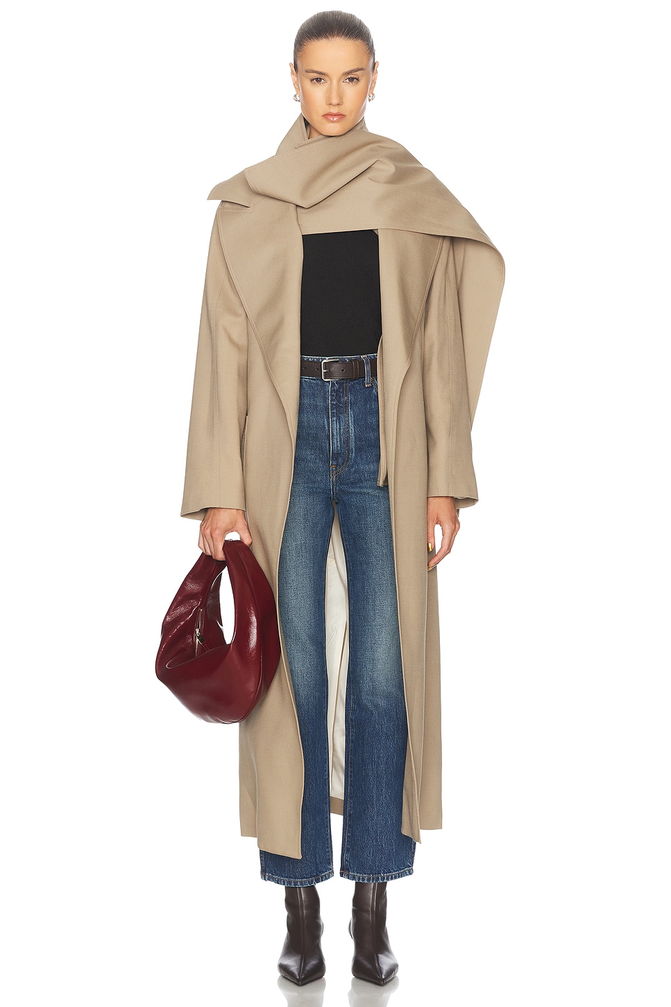 Image 1 of Rohe Belted Trench Coat With Double Collar in Oat Beige