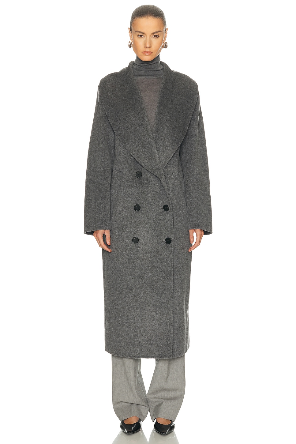 Rohe Signature Double Faced Scarf Coat In Gray