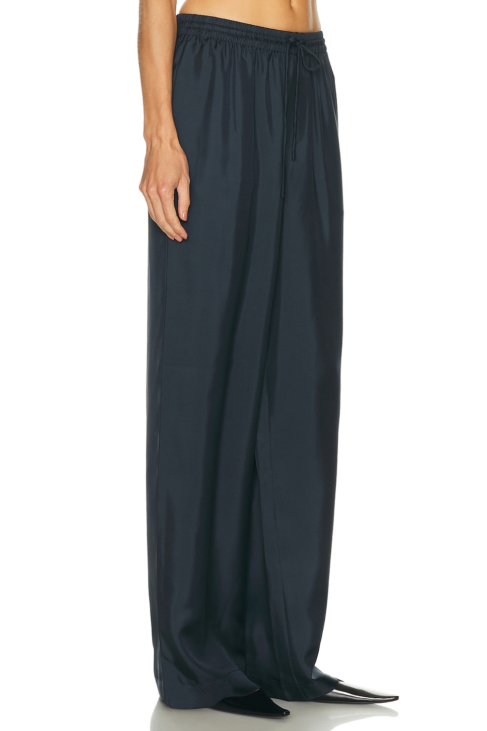 Rohe Wide Leg Silk Trouser In Blue
