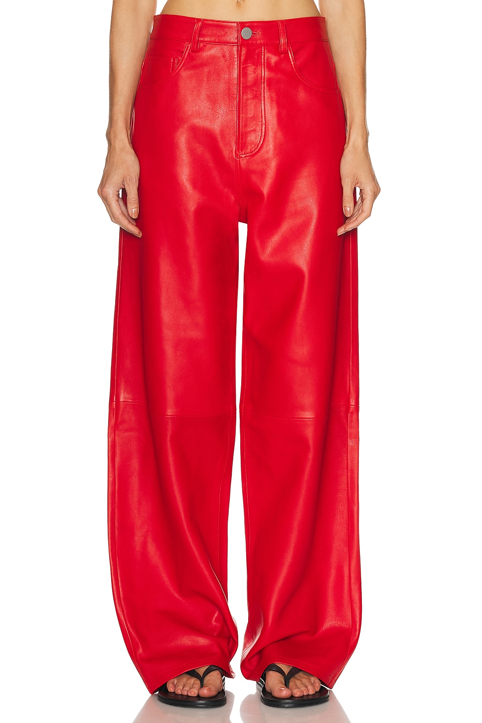 Image 1 of Rohe Baggy Leather Pant in Rosso