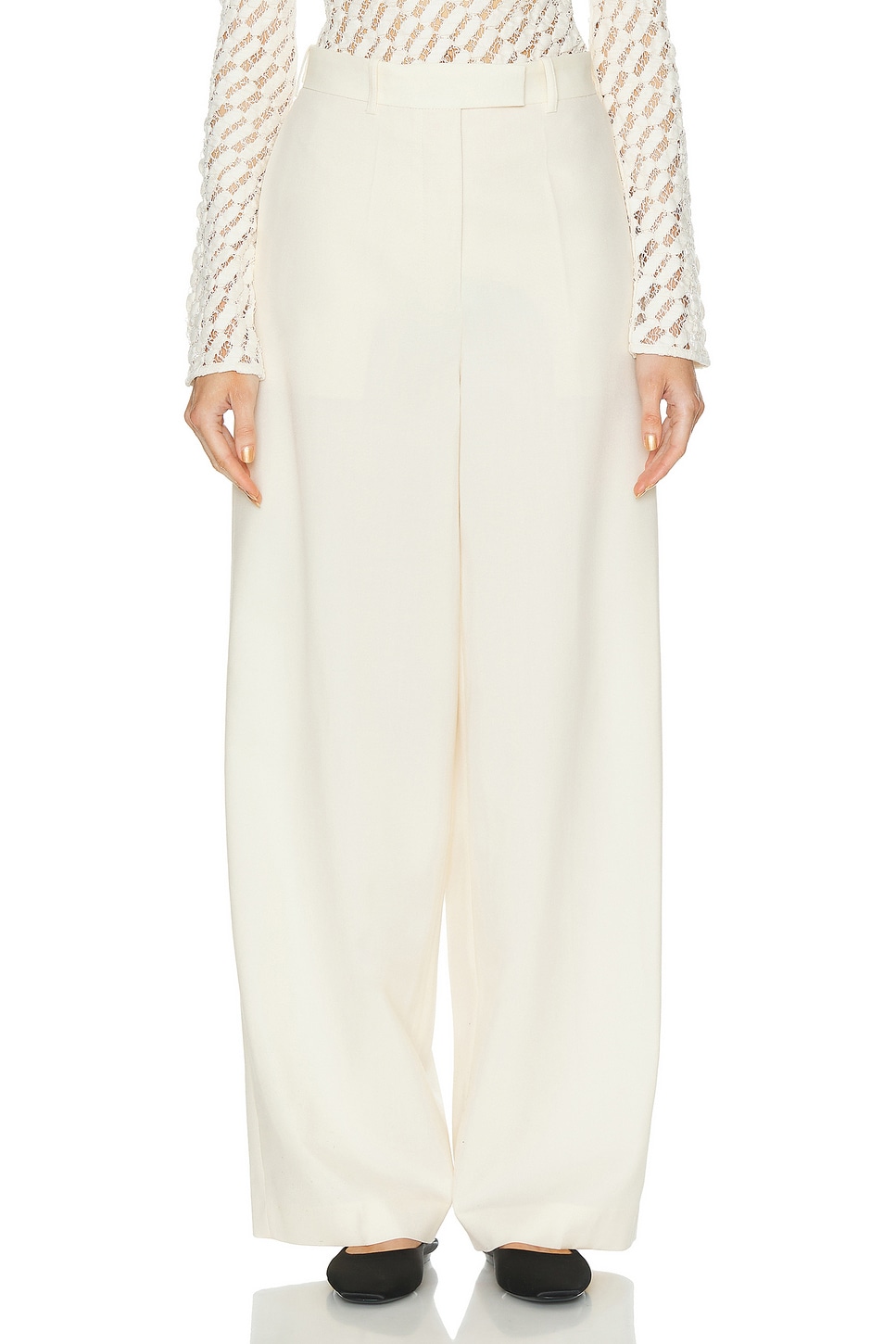 Image 1 of Rohe Wide Leg Trouser in Off White